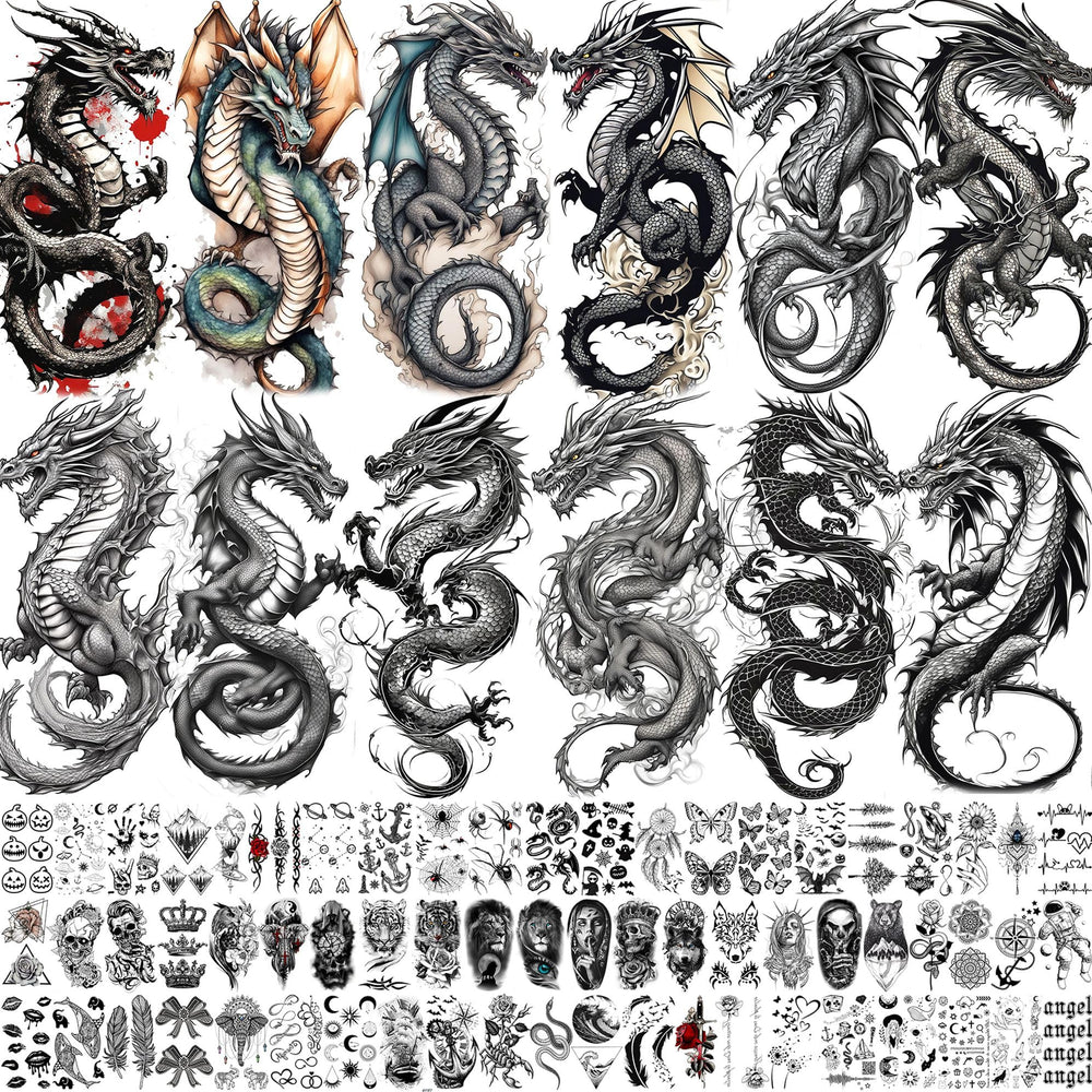 Toneoldshu dragon realista en las manos para estilo temporal y fácil aplicación.