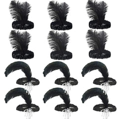 Tongcloud diadema flapper 1920s con plumas negras para look de fiesta de los años 20