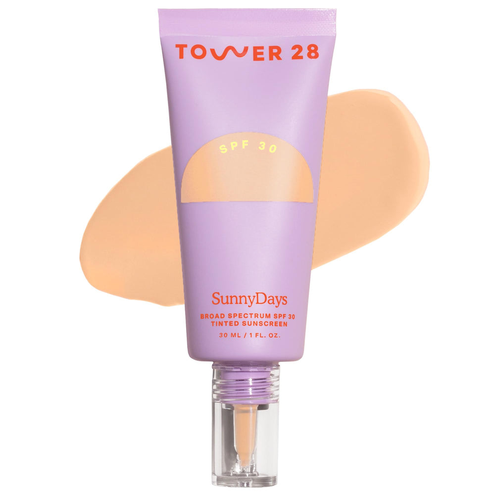 Tower 28 SunnyDays SPF30 en bote de 1 oz, base con color para tono natural.