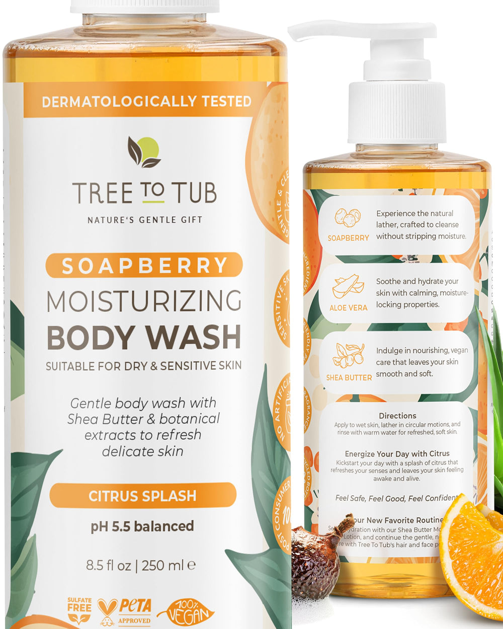 Tree To Tub gel de ducha cítrico hidrata suavemente la piel