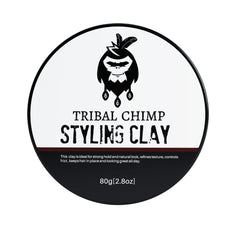 Tribal Chimp arcilla de peinado en bote para fijación duradera y aspecto natural.