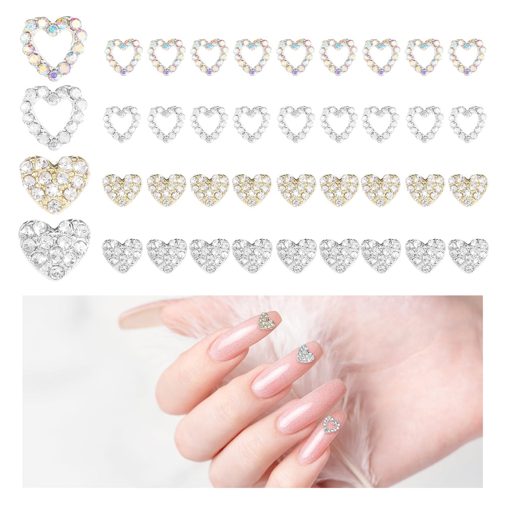 Trinkrittey corazones uñas 3D con diamante para realzar diseños.