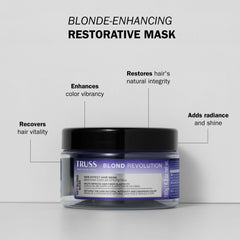 Aplicación de TRUSS Blond Revolution en cabello lavado, mejora distribución y brillo.