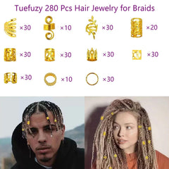 Tuefuzy anillos dorados para trenzas, brillo suave que realza el peinado.
