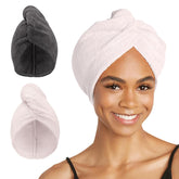 Turbie Twist doble conjunto de toallas de microfibra para cabello, secado eficiente.