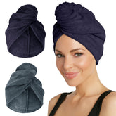Turbie Twist dos-pack toalla microfibra azul nocturno, secado rápido para todo tipo de cabello