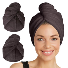 Turbie Twist pack de dos toallas microfibra para secado rápido y cómodo.