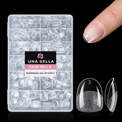UNA GELLA tips ovalados extra cortos, ajuste discreto para uso diario.