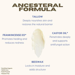 Etiqueta de la pomada artesanal Untamed Organics.