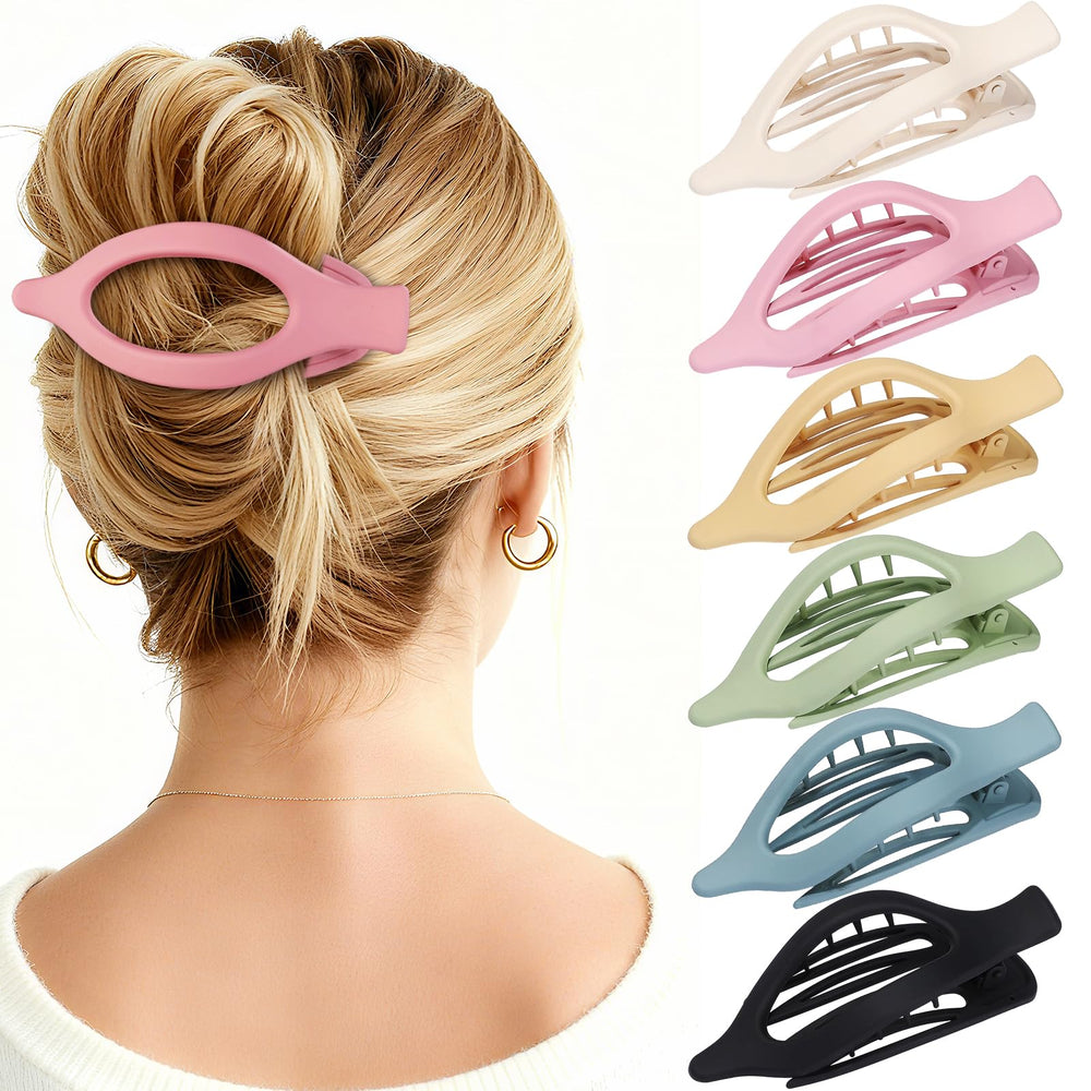 USDNICE pinzas planas para cabello ovaladas, juego de 6, estilo diario cómodo.