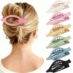 USDNICE pinzas planas para cabello ovaladas, juego de 6, estilo diario cómodo.
