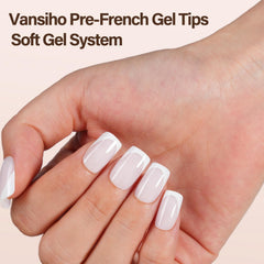 Vansiho puntas de gel suaves francesas blancas, forma cuadrada, ideales para manicura casera