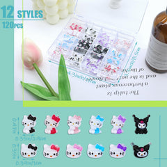 VCEOW gatito resina: charms para uñas, para uñas de diferentes tamaños