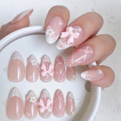 VELINNA Coquette con lazo 3D y perlas para boda.