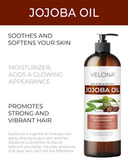 Velona Jojoba, detalle de la etiqueta que resalta pureza