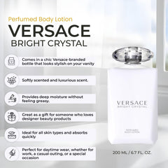 Versace Bright Crystal Loción Corporal, aplicación suave para piel hidratada.