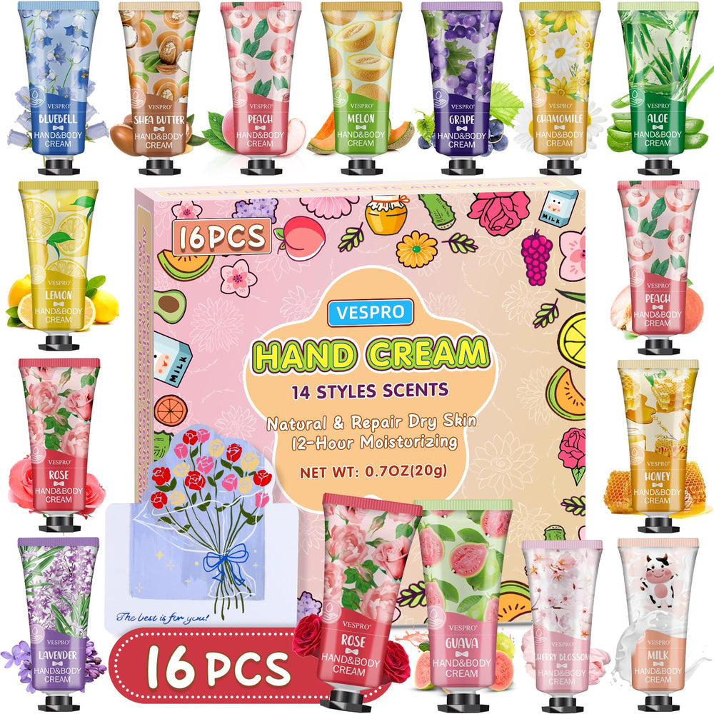 Conjunto Vespro de cremas para manos 16-pack con fragancias variadas para cada ocasión.