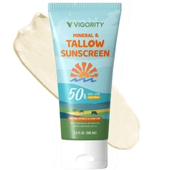 Vigority crema solar con grasa de ternera en botella para uso diario.