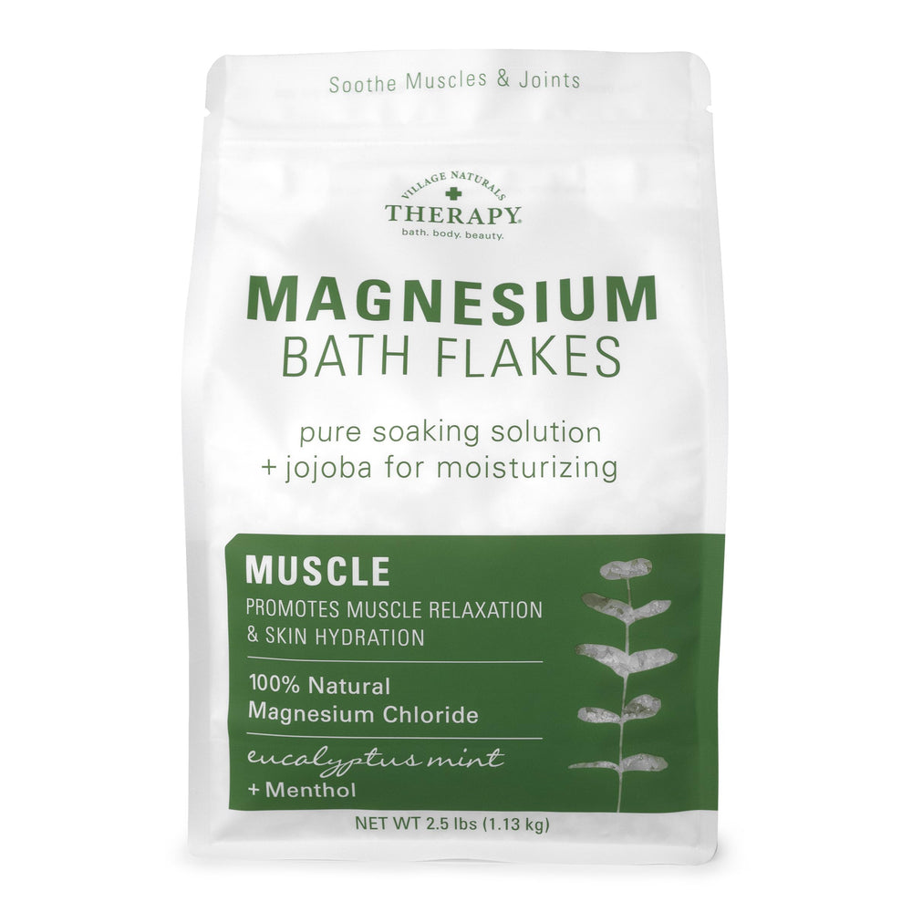 Village Naturals Therapy Muscle Magnesium Bath Flakes con disolucion rapida para un baño revitalizante