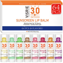 Bálsamo labial VISRIE SPF30 bulk, aplicación rápida y protección solar al aire libre.