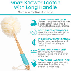 Lufa Vive para espalda: exfoliación suave y alcance cómodo.