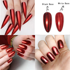 Vonrui polvo rojo cromo para uñas en gel UV con efecto holográfico.