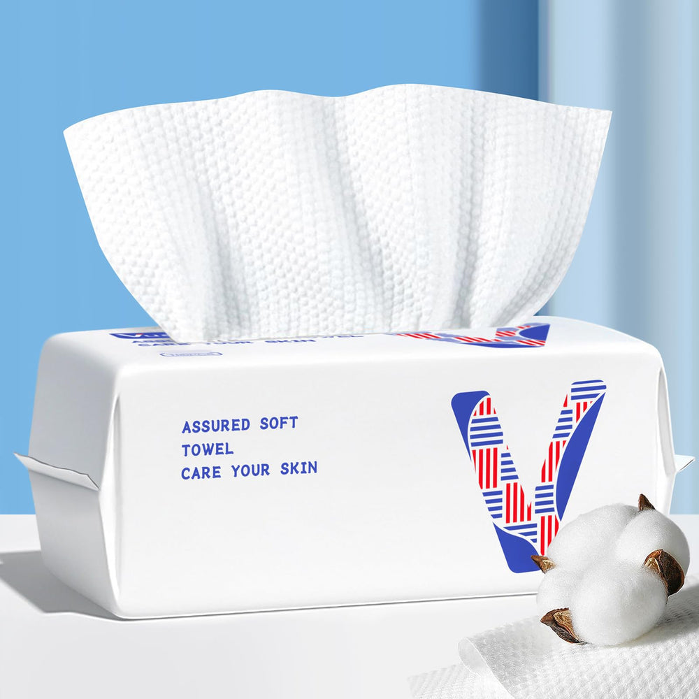 Toalla facial desechable Vuacepe, algodón suave y biodegradable para uso diario.