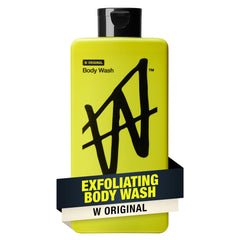 W by Jake Paul botella exfoliante muestra formato para piel limpia y suave