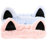 Diadema Waliah con orejas de gato azul claro para lavado facial.