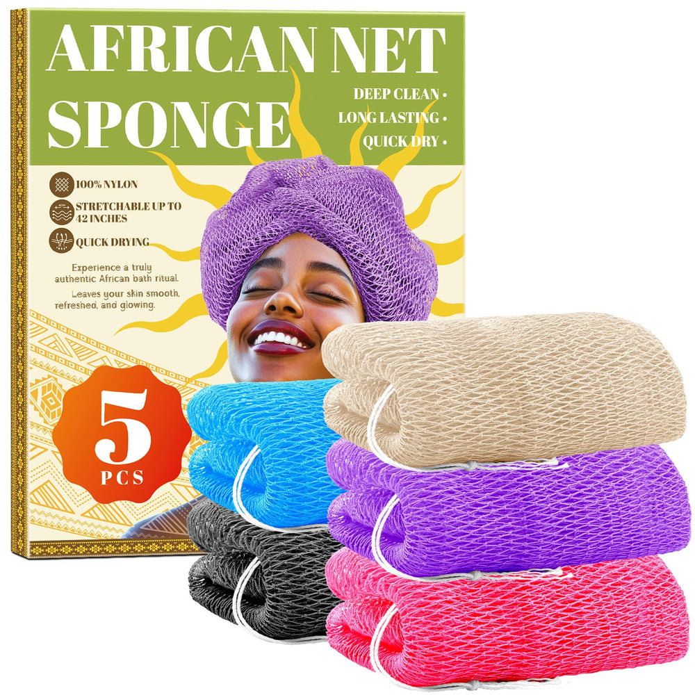 Warmify esponja africana de malla con nudos para exfoliación profunda y suave.