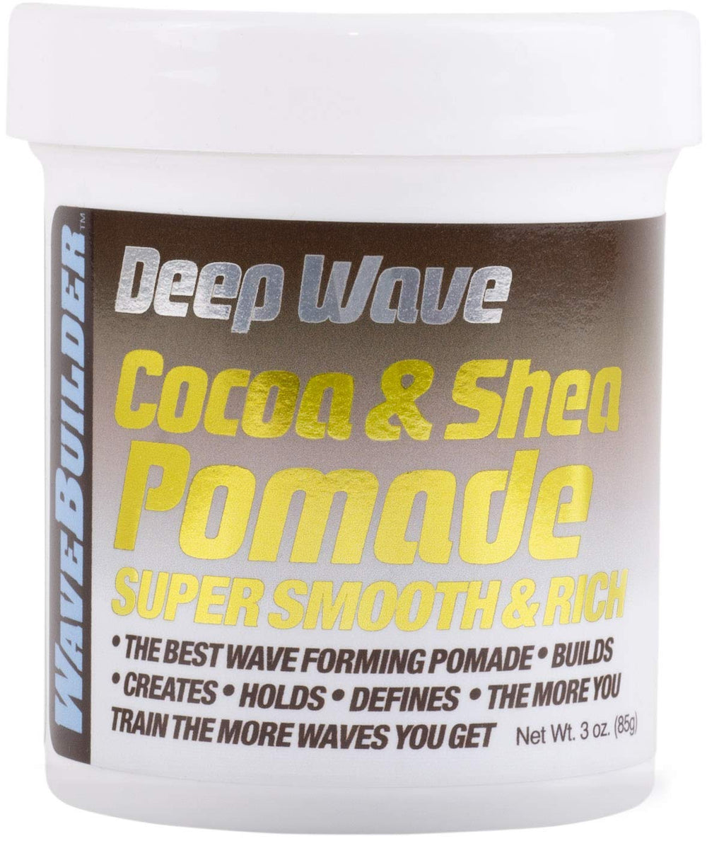 WaveBuilder Pomada cacao y karité, envase 3 oz para definición suave.