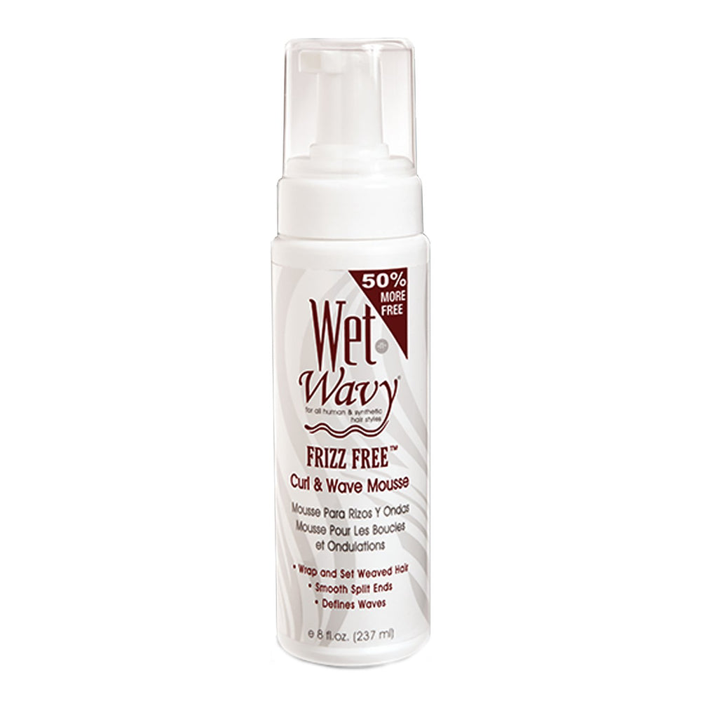 Wet N Wavy Curl Foam Mousse, vertido de la botella para definir rizos y controlar frizz.