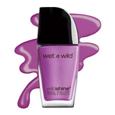 wet n wild Wild Shine Ultra Violet, bote de esmalte morado claro con brillo intenso