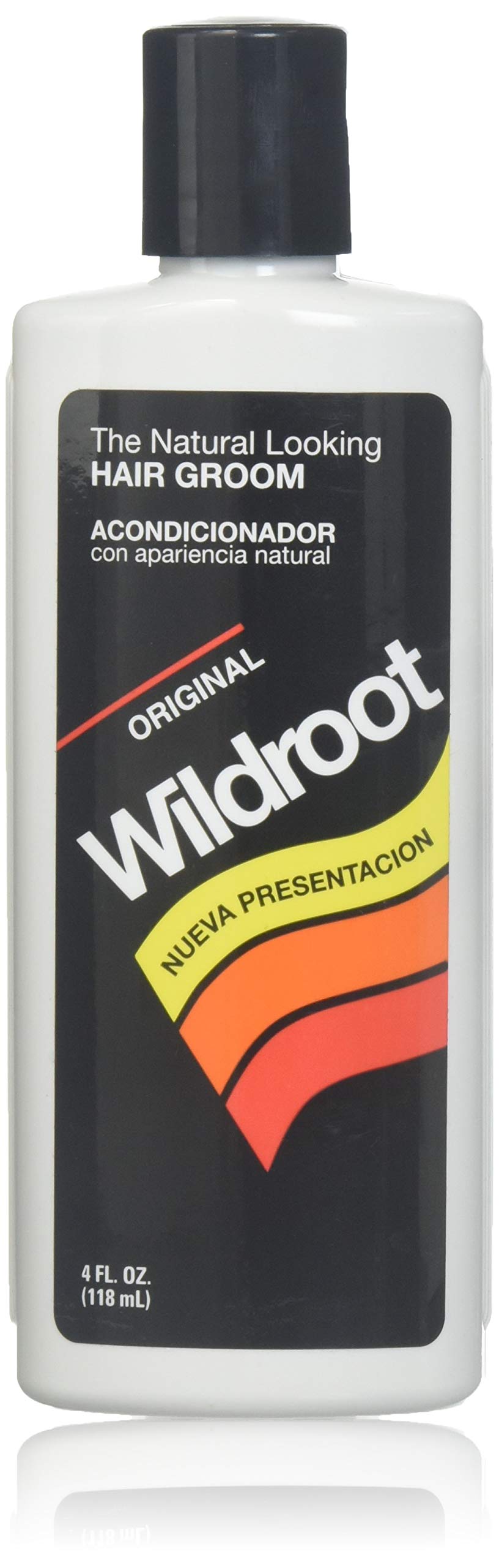 Wildroot fijador para el cabello, vista de la botella volcada para aplicar