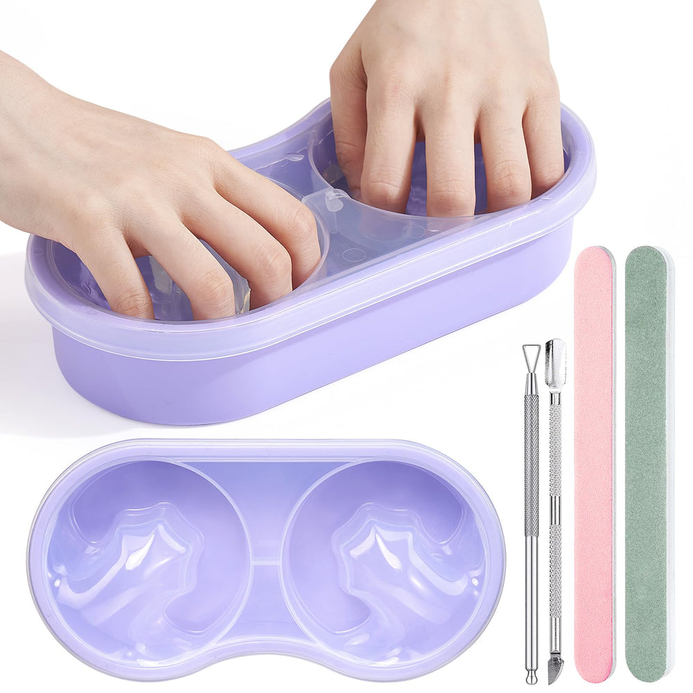Wilfniee bol remojo doble, vista frontal, ideal para remojos rápidos de uñas.