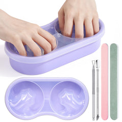 Wilfniee bol remojo doble, vista frontal, ideal para remojos rápidos de uñas.
