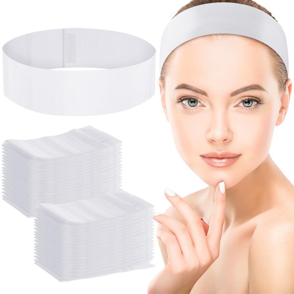 WILLBOND banda facial desechable blanca para sesiones de belleza, cómoda y práctica.