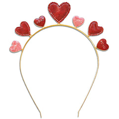 Diadema Woduntes Valentín con corazones rojos brillantes, ideal para cenas románticas.