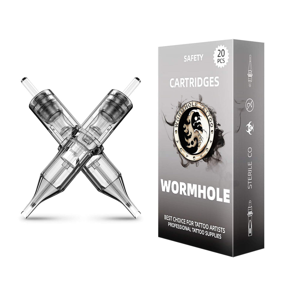 Agujas Wormhole Tattoo en empaque dispensable para uso higiénico y seguro.