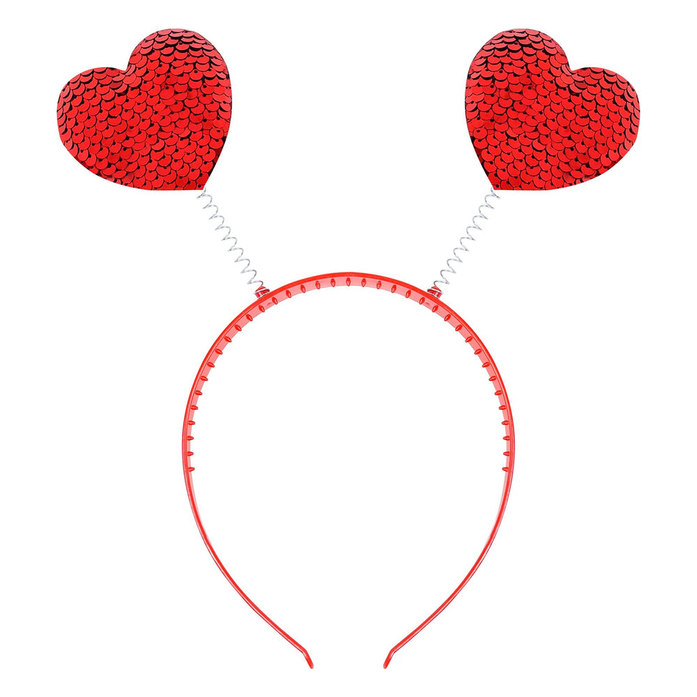 Diadema WOVOWOVO con corazón rojo de lentejuelas para fiestas