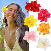 WOVOWOVO clip de flores hawaianas rojo, ideal para bodas y fiestas tropicales.
