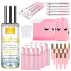 WOZUTUNT Lash Shampoo Concentrate en botella de 120 ml para limpieza profunda de pestañas con extensiones.