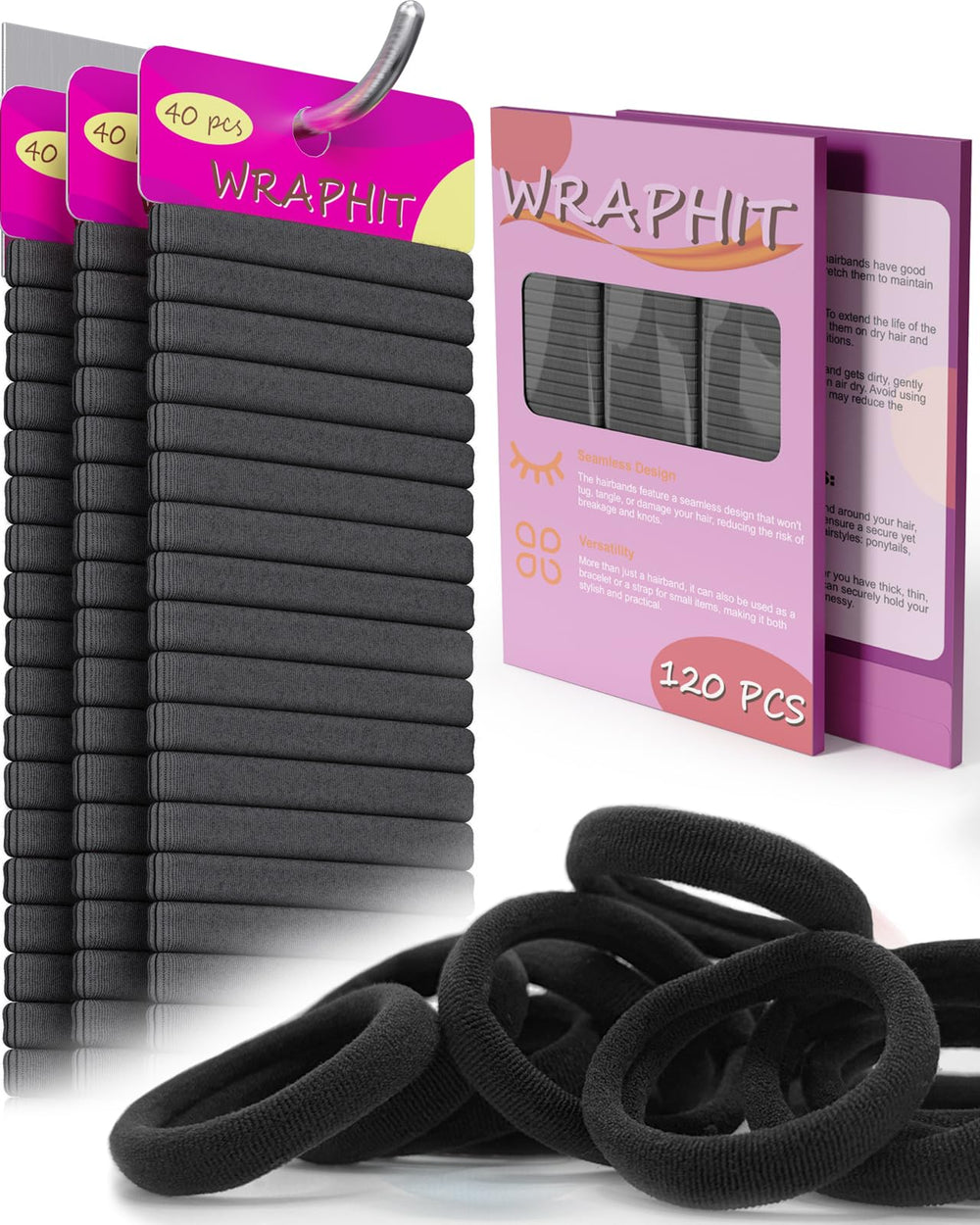 Coleteros Wraphit negro sin daño, 120 piezas para uso diario