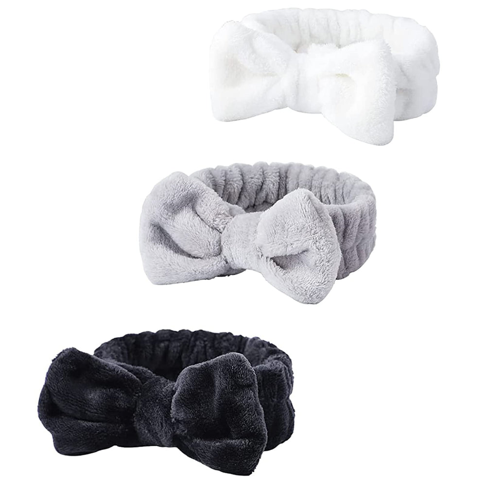 WSYUB Spa Headband con lazo blanco para mantener el cabello fuera del rostro durante el cuidado facial.