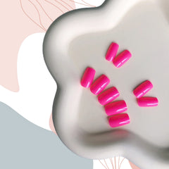 XCREANDO uñas pegadas rosa neón coffin medianas, look natural y moderno