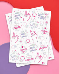 Tatuajes xo Fetti copas de champán, perfectos para brindis.