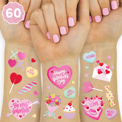 Tatuajes xo-fetti valentines corazones metalizado rosa para decoración rápida