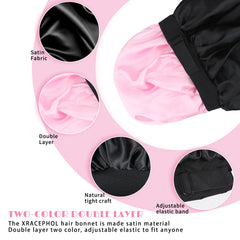 XRACEPHOL bonete satén doble capa evita manchas en la almohada y mantiene el peinado