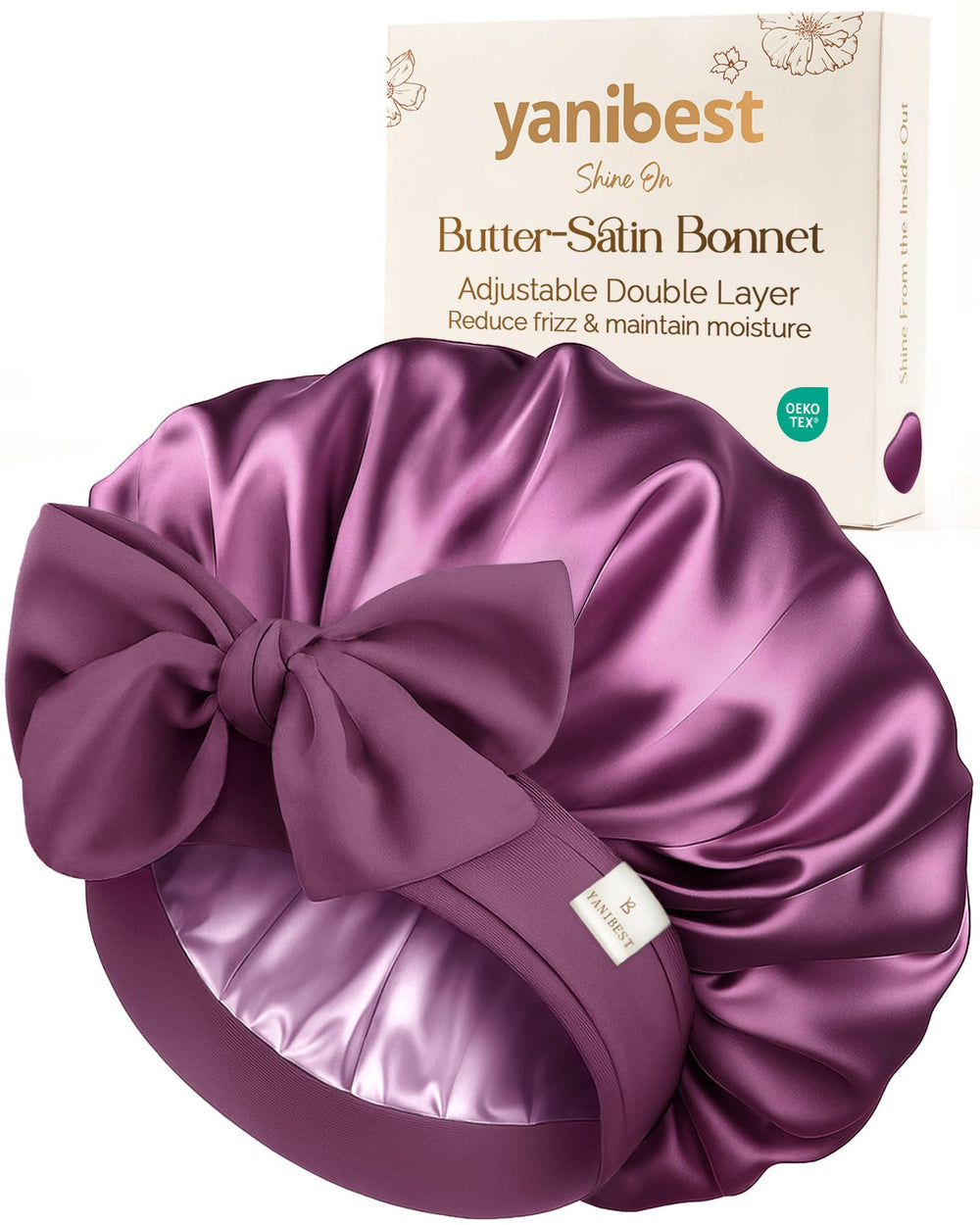 Yanibest bonete satin doble capa para dormir protege el cabello durante la noche
