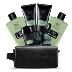 Conjunto Yard House regalo ducha lujo con bolsa de cuero para ocasiones especiales.